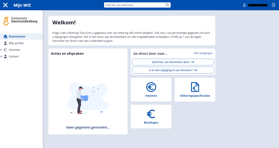Startpagina Mijn WIZ